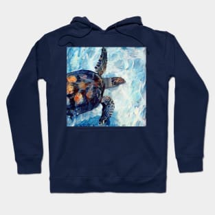 Cute turtle painting (sea turtle, ocean, sea and beach) Hoodie